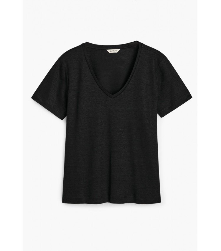 Women T-Shirts - Tops Vn.Shield Black Cotton GANT