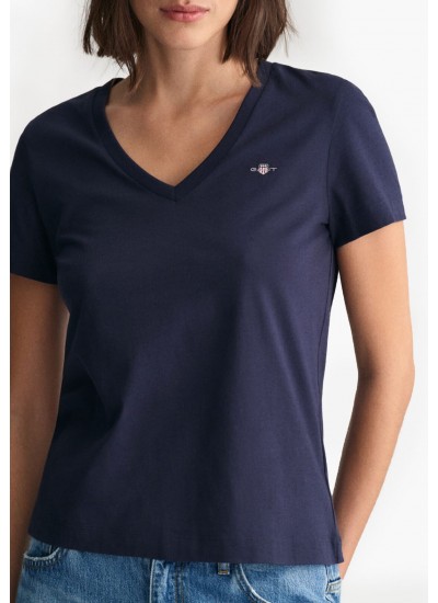 Women T-Shirts - Tops Vn.Shield DarkBlue Cotton GANT