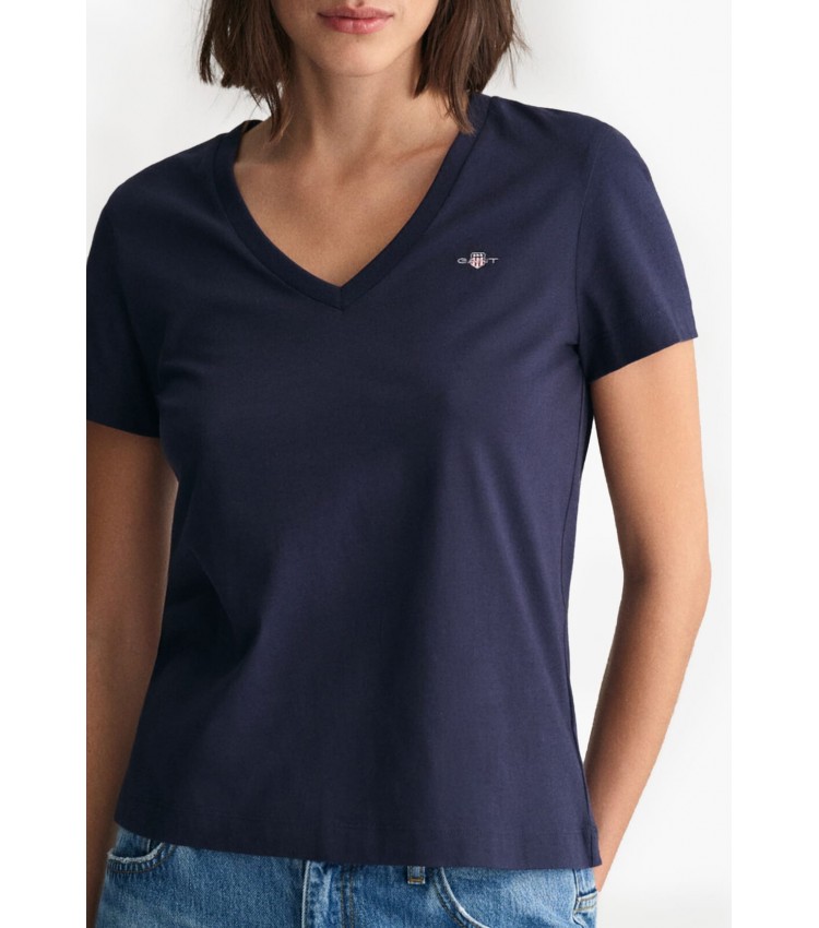 Women T-Shirts - Tops Vn.Shield DarkBlue Cotton GANT