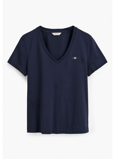 Women T-Shirts - Tops Vn.Shield DarkBlue Cotton GANT