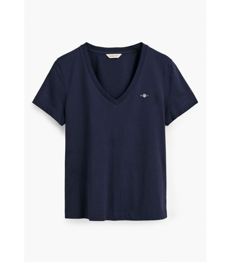 Women T-Shirts - Tops Vn.Shield DarkBlue Cotton GANT