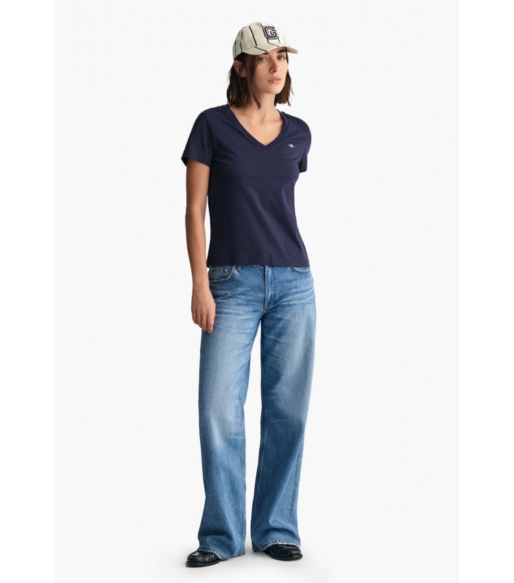 Women T-Shirts - Tops Vn.Shield DarkBlue Cotton GANT