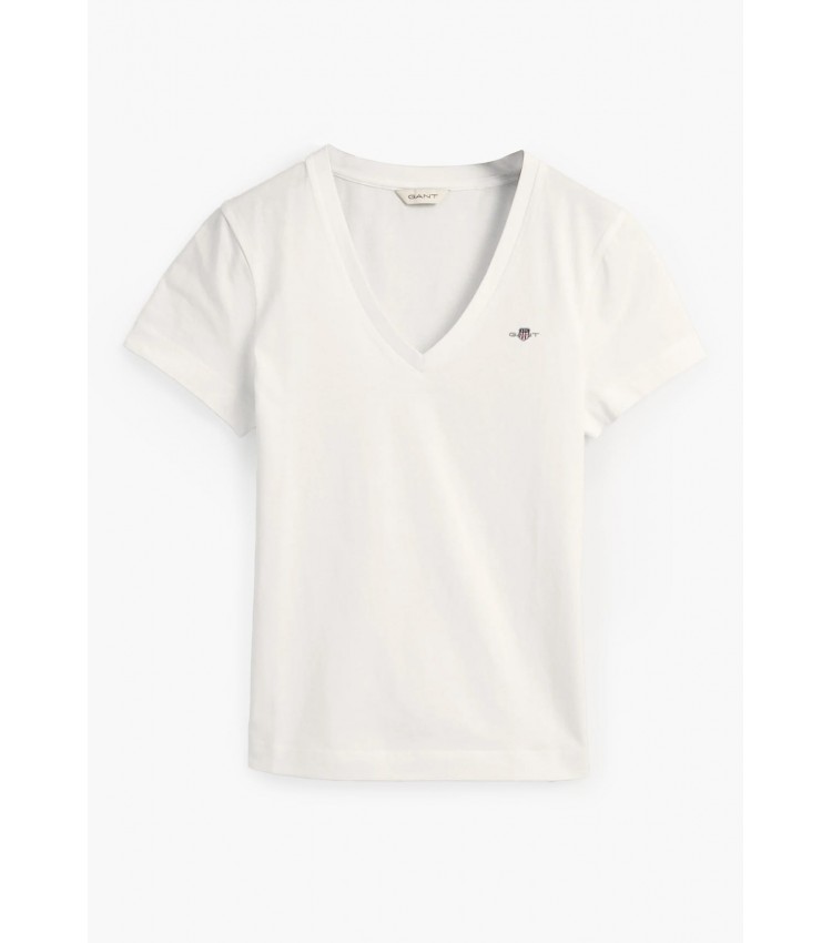 Women T-Shirts - Tops Vn.Shield White Cotton GANT