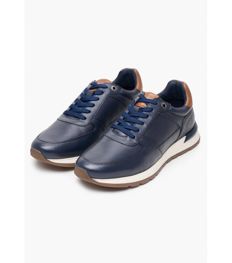 Men Casual Shoes 13650 Blue Leather S.Oliver