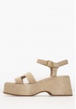 Women Platforms Low C.206 Beige Leather Komis and Komis