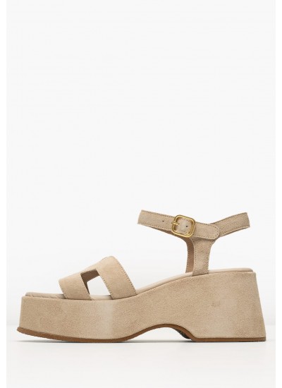 Women Platforms Low C.206 Beige Leather Komis and Komis