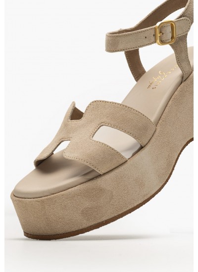 Women Platforms Low C.206 Beige Leather Komis and Komis