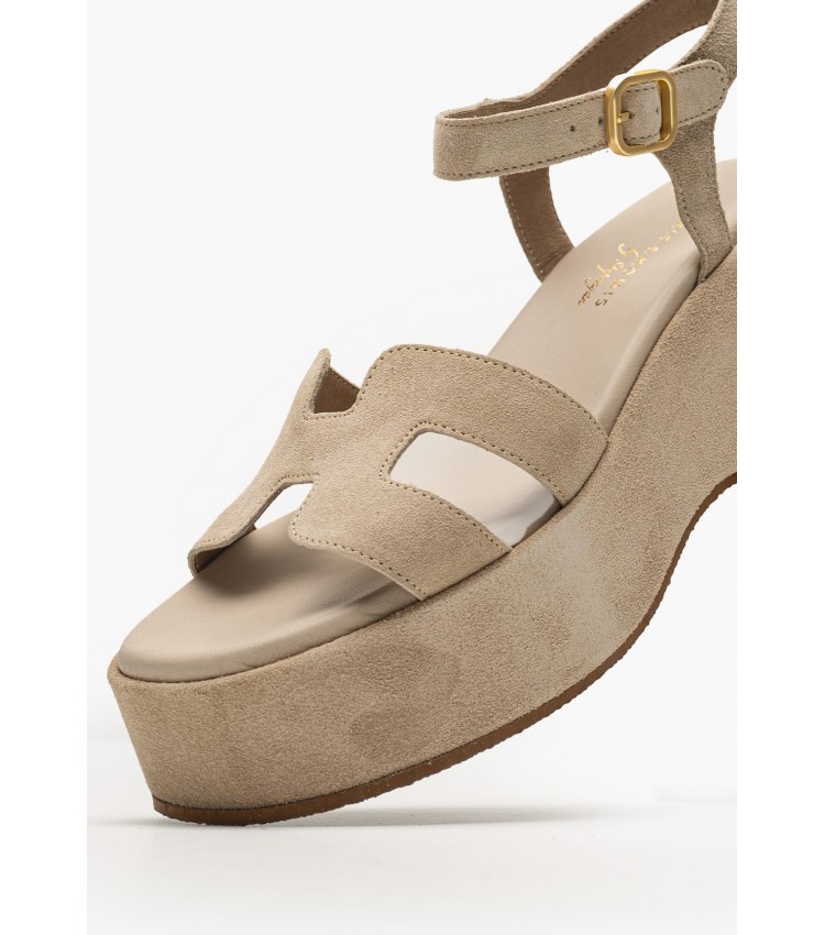 Women Platforms Low C.206 Beige Leather Komis and Komis