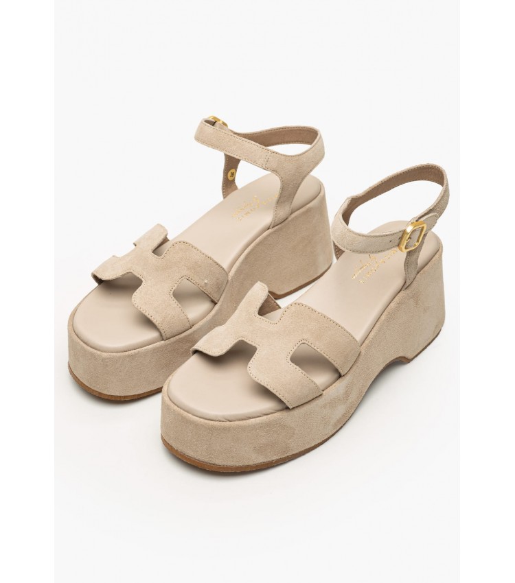 Women Platforms Low C.206 Beige Leather Komis and Komis