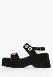 Women Platforms Low C.210 Black Buckskin Komis and Komis