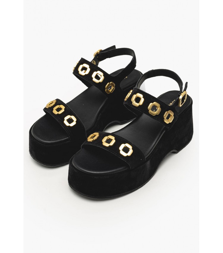 Women Platforms Low C.210 Black Buckskin Komis and Komis