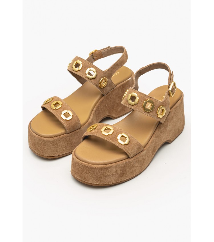 Women Platforms Low C.210 Beige Buckskin Komis and Komis