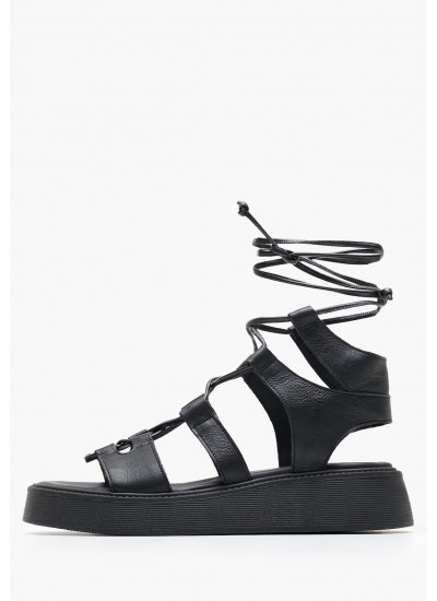 Women Platforms Low C.32 Black Leather Komis and Komis