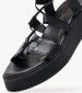 Women Platforms Low C.32 Black Leather Komis and Komis