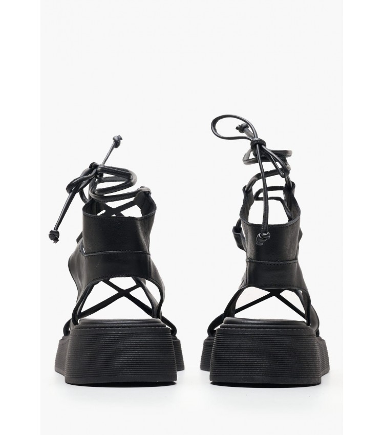 Women Platforms Low C.32 Black Leather Komis and Komis