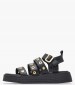 Women Platforms Low C.33 Black Leather Komis and Komis