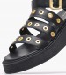 Women Platforms Low C.33 Black Leather Komis and Komis