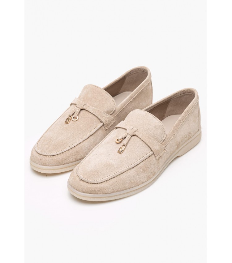 Women Moccasins C.500 Beige Buckskin Komis and Komis