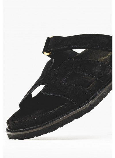 Women Flats C.6 Black Buckskin Komis and Komis