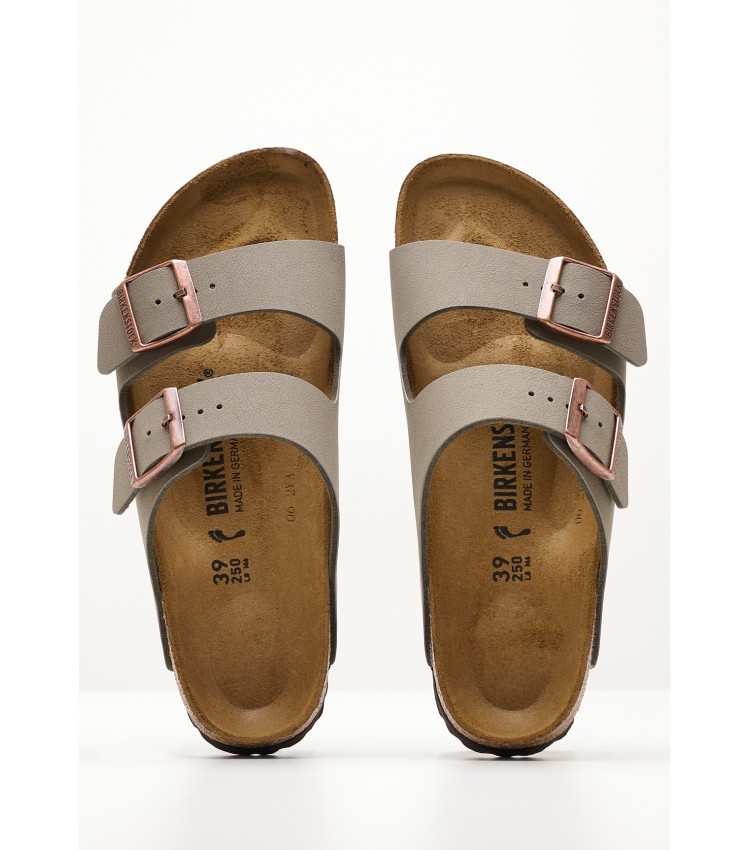 Γυναικεία Flats Arizona.Bfbc Γκρι ECOleather Birkenstock