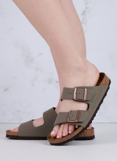 Γυναικεία Flats Arizona.Bfbc Γκρι ECOleather Birkenstock