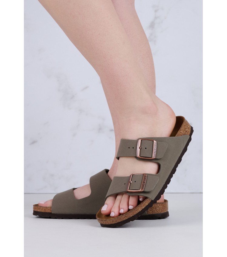 Γυναικεία Flats Arizona.Bfbc Γκρι ECOleather Birkenstock