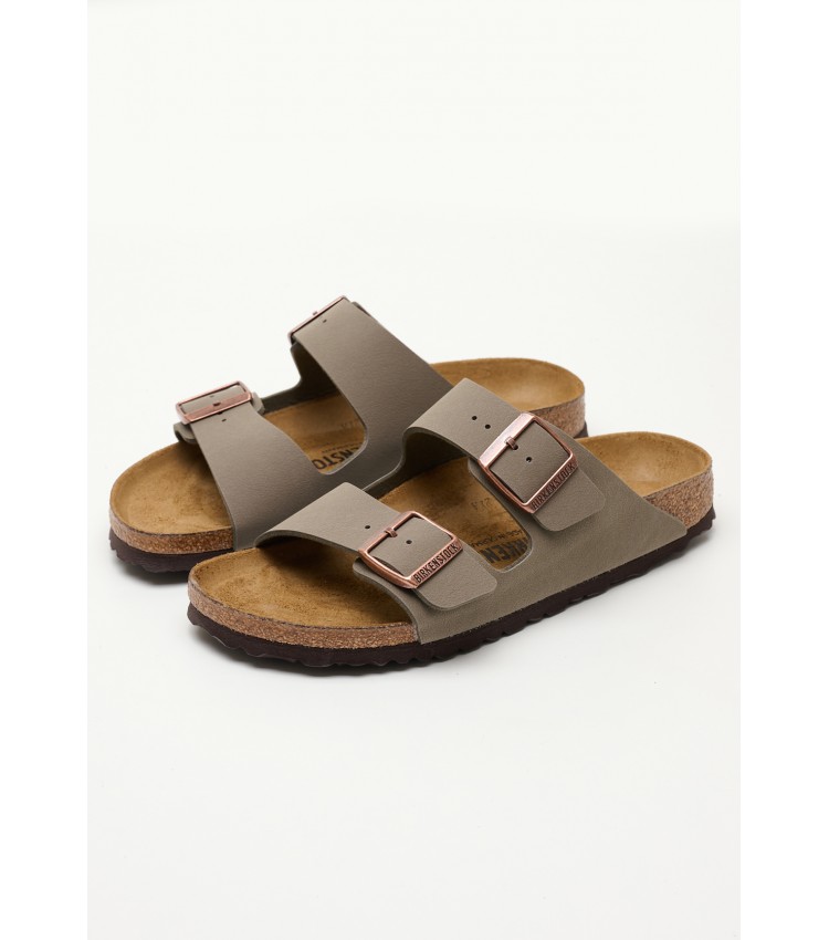 Γυναικεία Flats Arizona.Bfbc Γκρι ECOleather Birkenstock