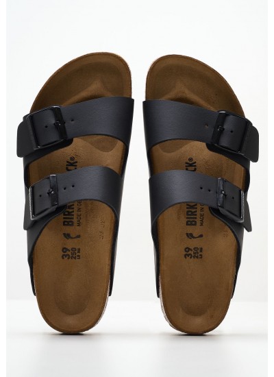 Women Flats Arizona.Bs.N Black Buckskin Birkenstock