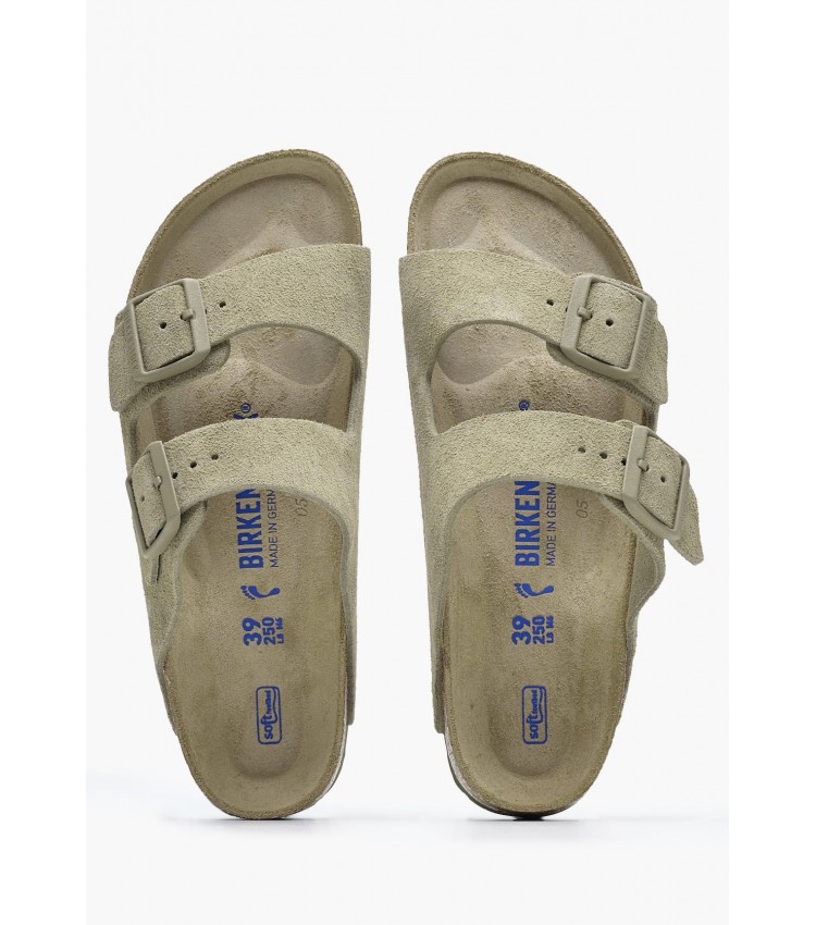 Γυναικεία Flats Arizona.Fdd Χακί Δέρμα Καστόρι Birkenstock