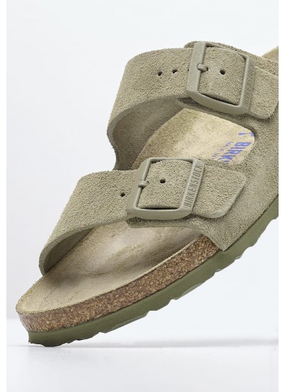 Women Flats Arizona.Fdd Khaki Buckskin Birkenstock