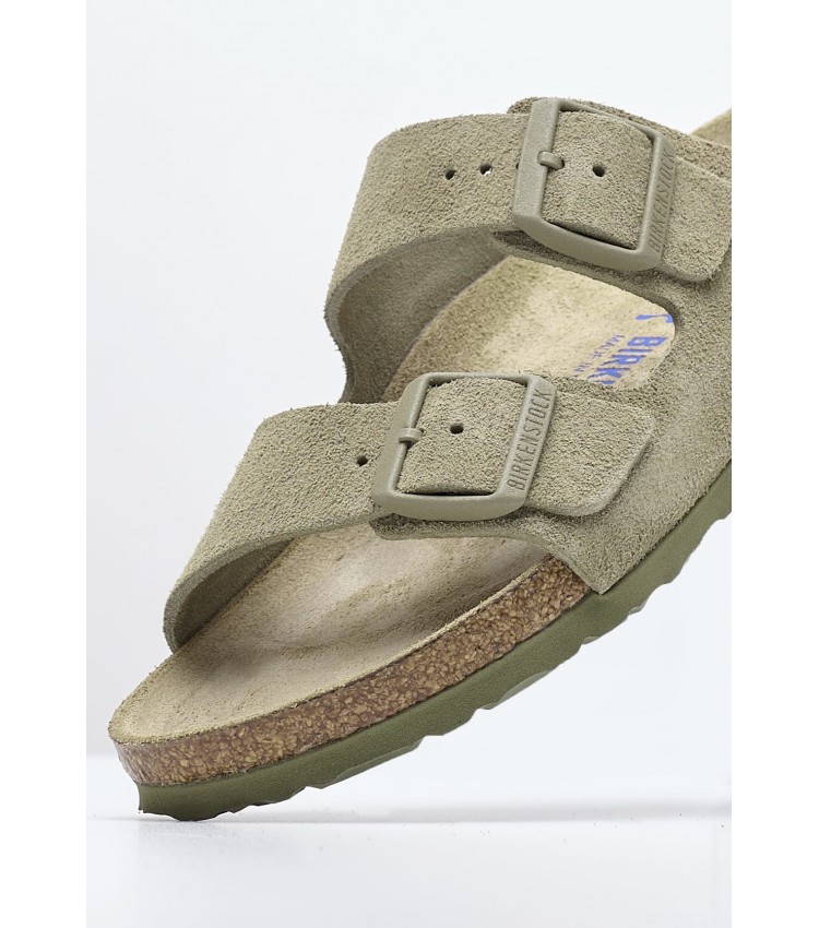 Γυναικεία Flats Arizona.Fdd Χακί Δέρμα Καστόρι Birkenstock