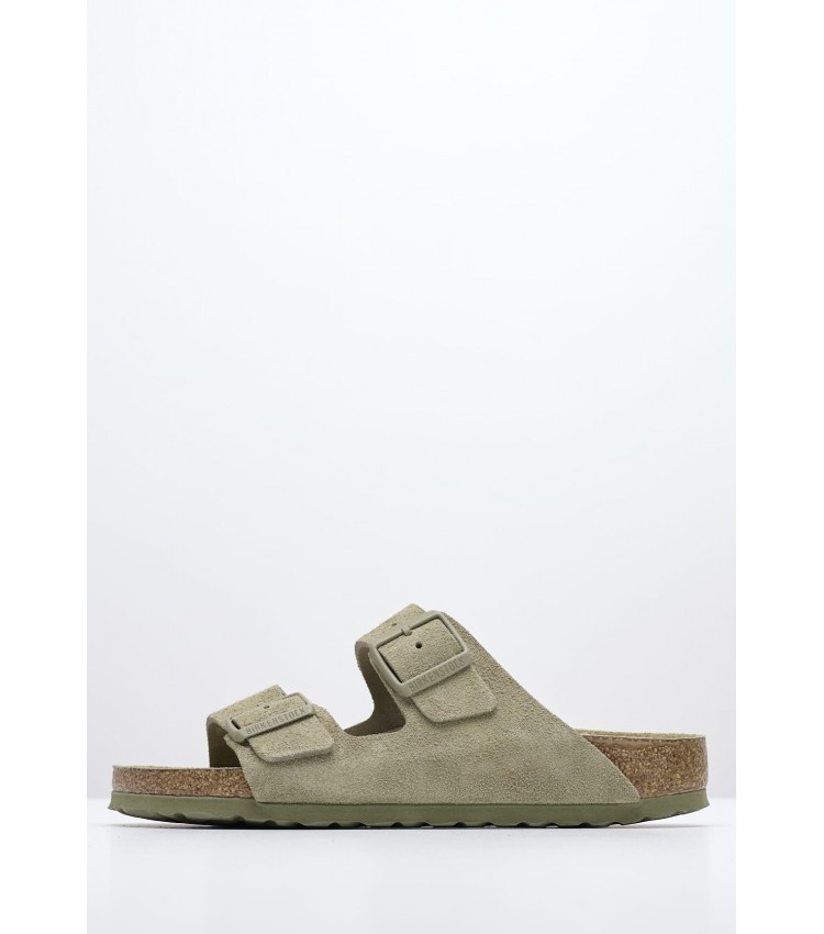 Γυναικεία Flats Arizona.Fdd Χακί Δέρμα Καστόρι Birkenstock