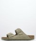 Γυναικεία Flats Arizona.Fdd Χακί Δέρμα Καστόρι Birkenstock