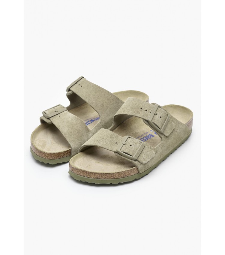 Γυναικεία Flats Arizona.Fdd Χακί Δέρμα Καστόρι Birkenstock