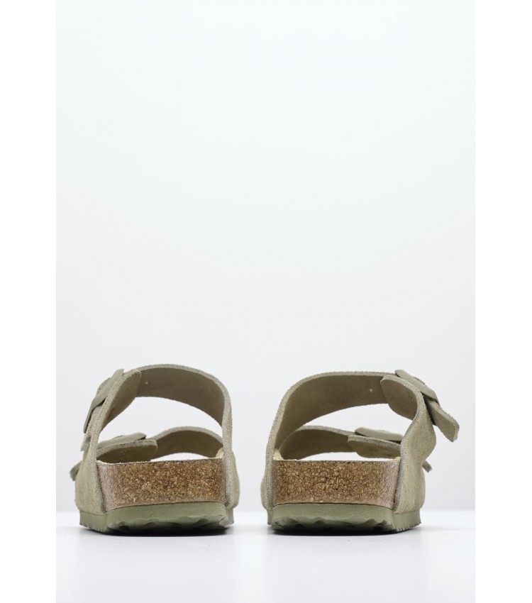 Γυναικεία Flats Arizona.Fdd Χακί Δέρμα Καστόρι Birkenstock