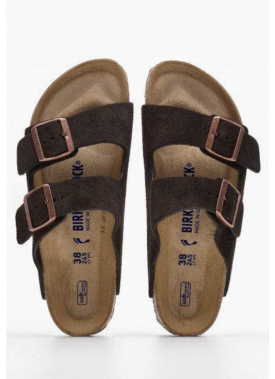 Γυναικεία Flats Arizona.Leve Καφέ Δέρμα Καστόρι Birkenstock