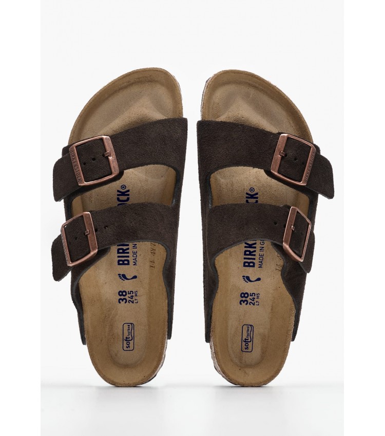 Γυναικεία Flats Arizona.Leve Καφέ Δέρμα Καστόρι Birkenstock