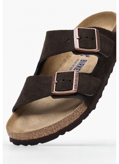 Γυναικεία Flats Arizona.Leve Καφέ Δέρμα Καστόρι Birkenstock