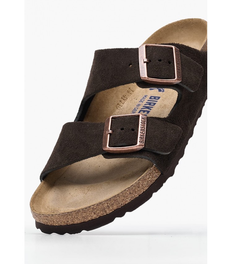 Γυναικεία Flats Arizona.Leve Καφέ Δέρμα Καστόρι Birkenstock