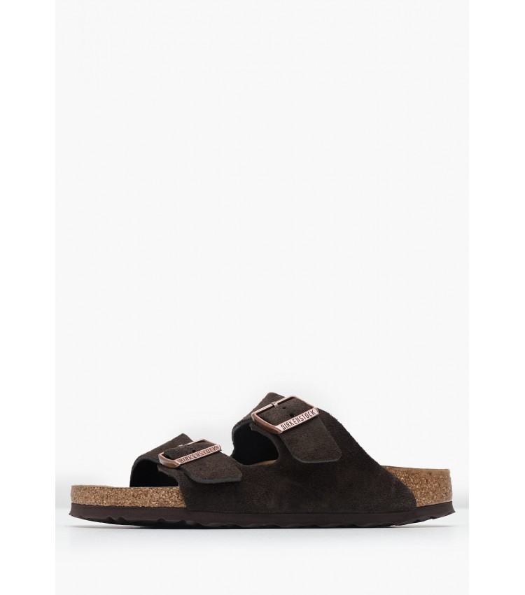 Γυναικεία Flats Arizona.Leve Καφέ Δέρμα Καστόρι Birkenstock