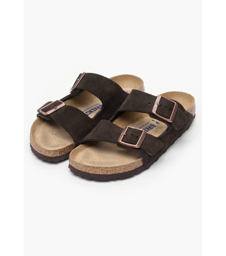 Γυναικεία Flats Arizona.Leve Καφέ Δέρμα Καστόρι Birkenstock