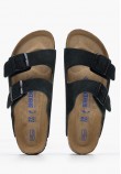 Γυναικεία Flats Arizona.Lv Μαύρο Δέρμα Καστόρι Birkenstock