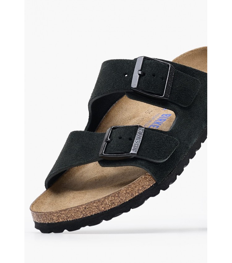 Γυναικεία Flats Arizona.Lv Μαύρο Δέρμα Καστόρι Birkenstock