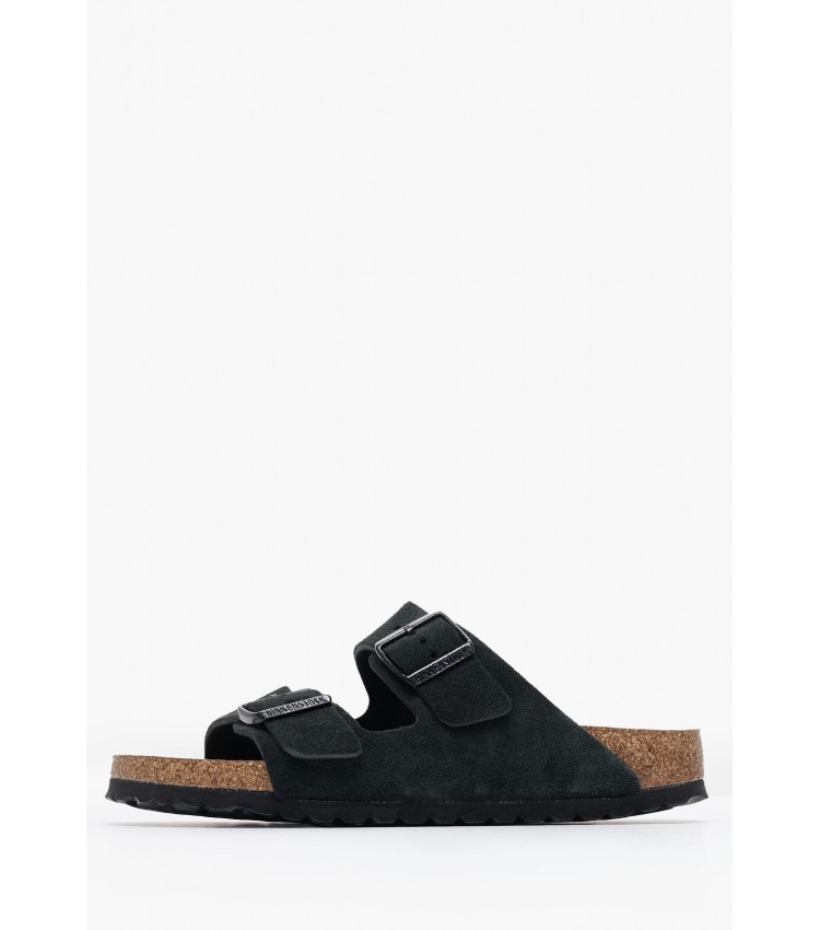 Γυναικεία Flats Arizona.Lv Μαύρο Δέρμα Καστόρι Birkenstock