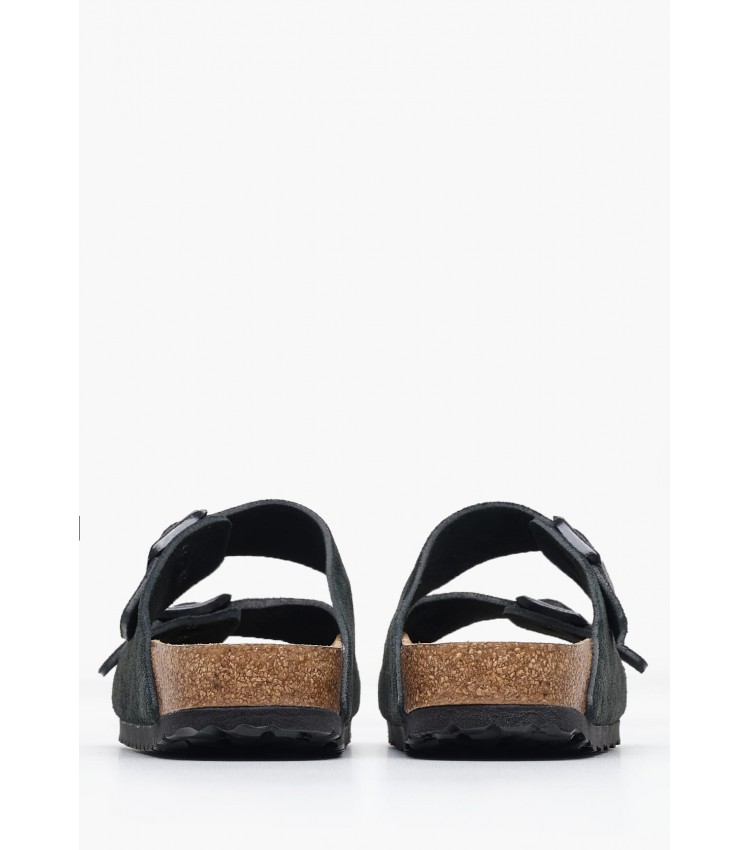 Γυναικεία Flats Arizona.Lv Μαύρο Δέρμα Καστόρι Birkenstock