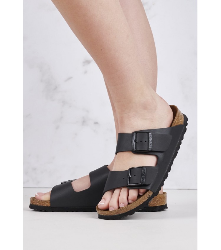 Γυναικεία Flats Sfb.Arizona Μαύρο ECOleather Birkenstock