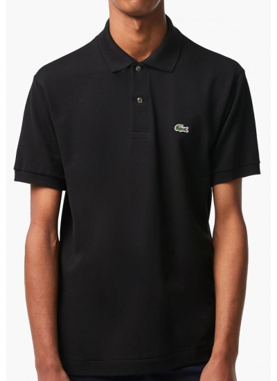 Men T-Shirts L1212 Black Cotton Lacoste