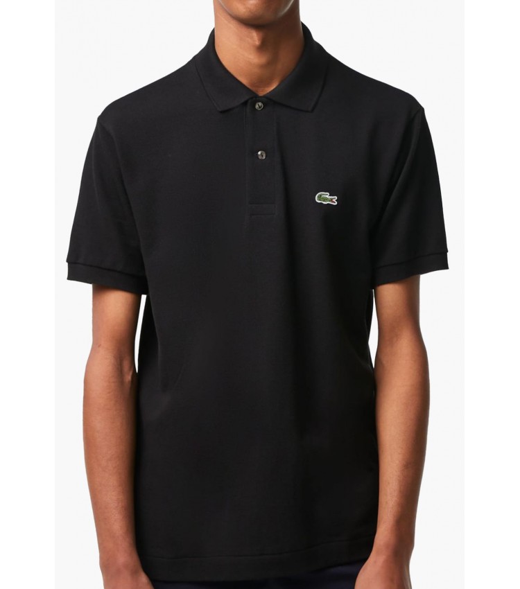 Men T-Shirts L1212 Black Cotton Lacoste