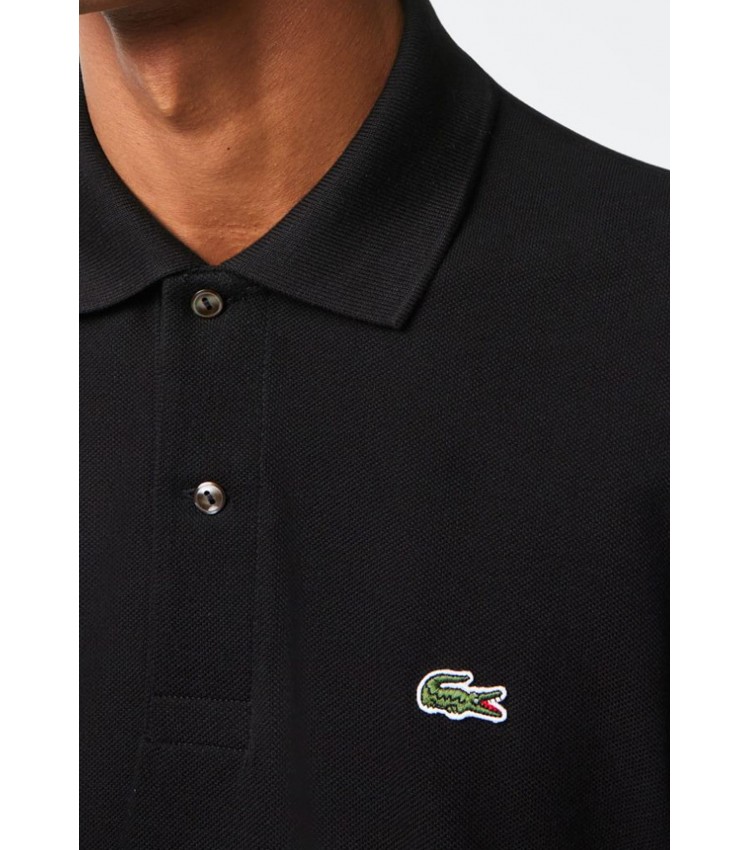 Men T-Shirts L1212 Black Cotton Lacoste