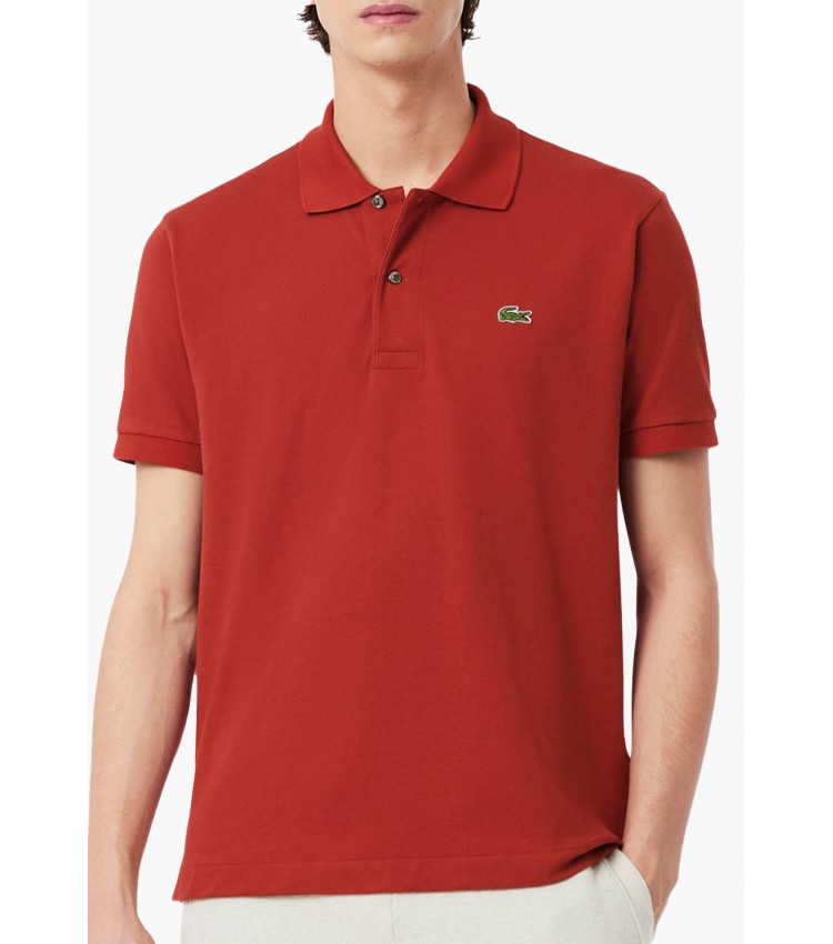 Men T-Shirts L1212 Red Cotton Lacoste